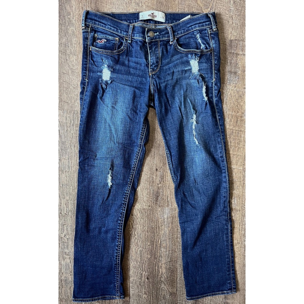 Hollister Women's Straight Leg Jeans - Dark Blue